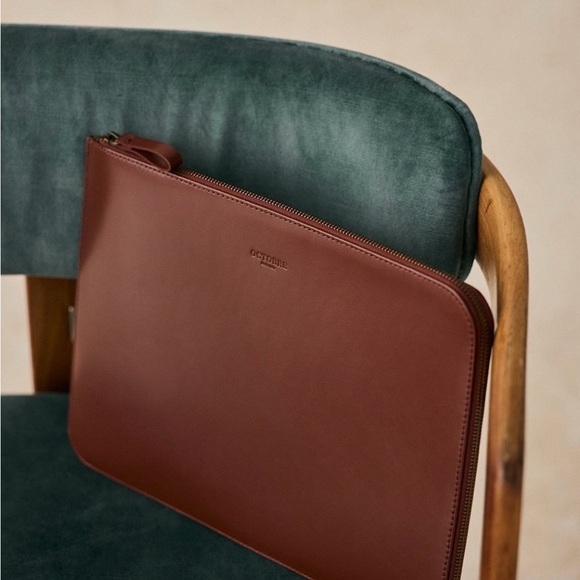 Octobre James Brown Leather Laptop Bag